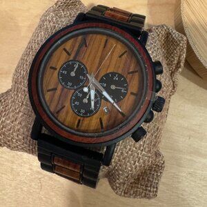 Handcrafted Mens Wooden watch | The Wood Forest Rustic Watch - 44 mm